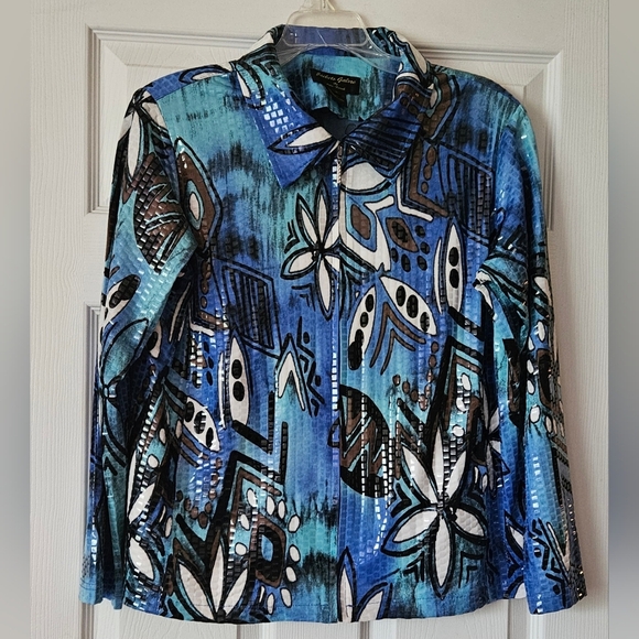 Vintage Jackets Galore Graphic Print Full Zip Lightweight Jacket Women (L) - Picture 1 of 3